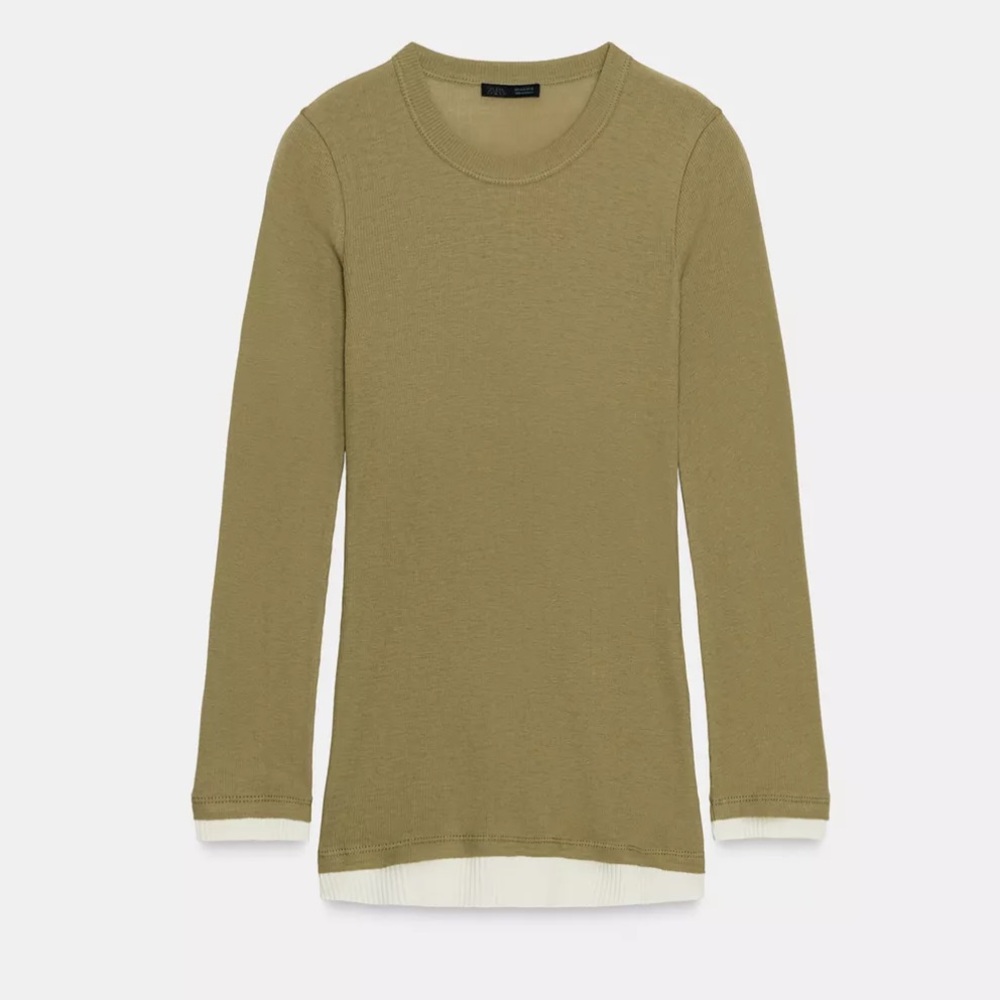 Zara Khaki Long Sleeve Women's Top